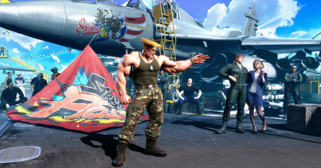 SF6_-_Outfit_2_Guile_1.png Street Fighter Set se burla de la foto de la WWE como astucia
